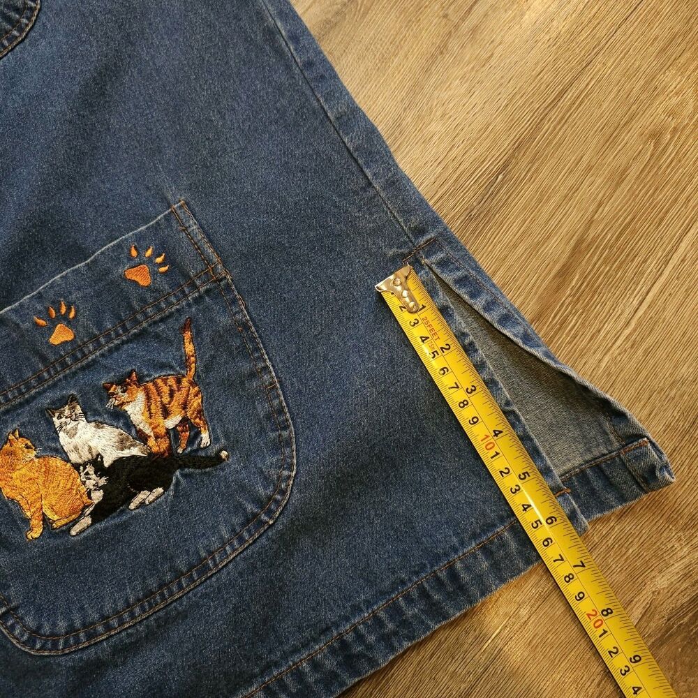 denim chore jacket 1x cat embroidery barn coat blue cottagecore spring denim - Picture 6 of 12
